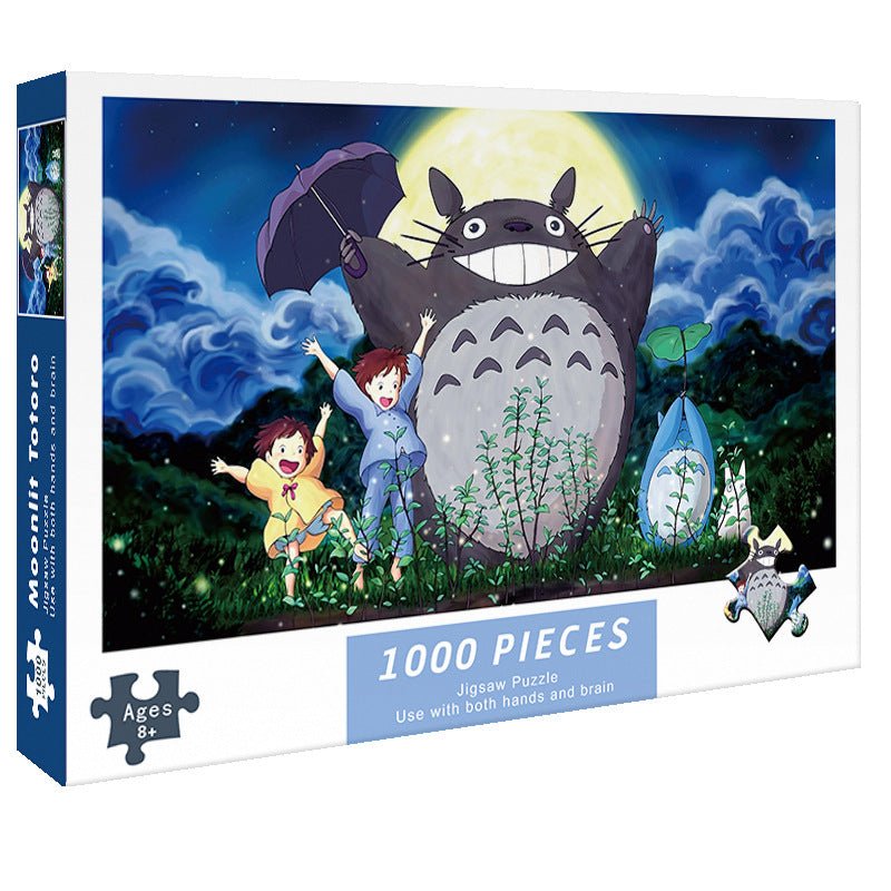 (2 PCS) 1000-Piece Moonlight Totoro Jigsaw Puzzle | High Difficulty Stress-Relief Toy
