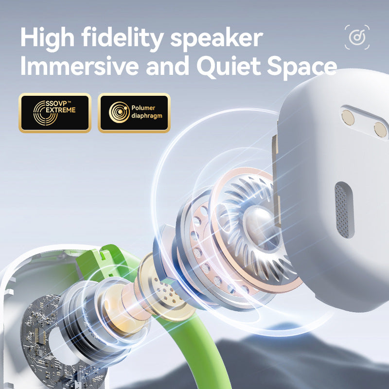 Black M82 Transparent OWS Wireless Bluetooth Earphones | Clear Sound | Comfortable Over-Ear Fit