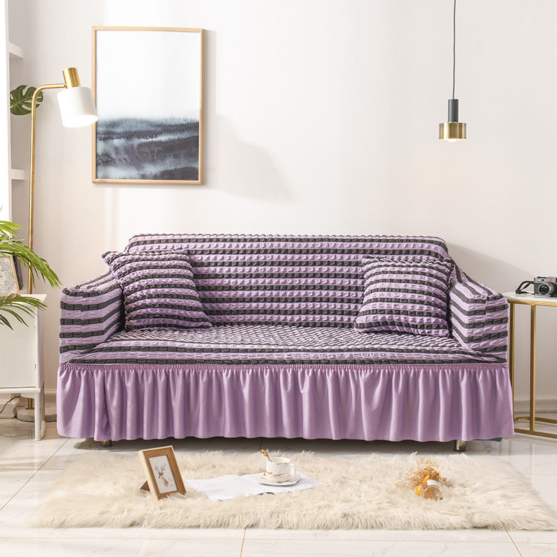 Elastic Sofa Cover | Purple | Stretchable Fabric | Fits 235-300cm | Elegant Home Furniture Protector