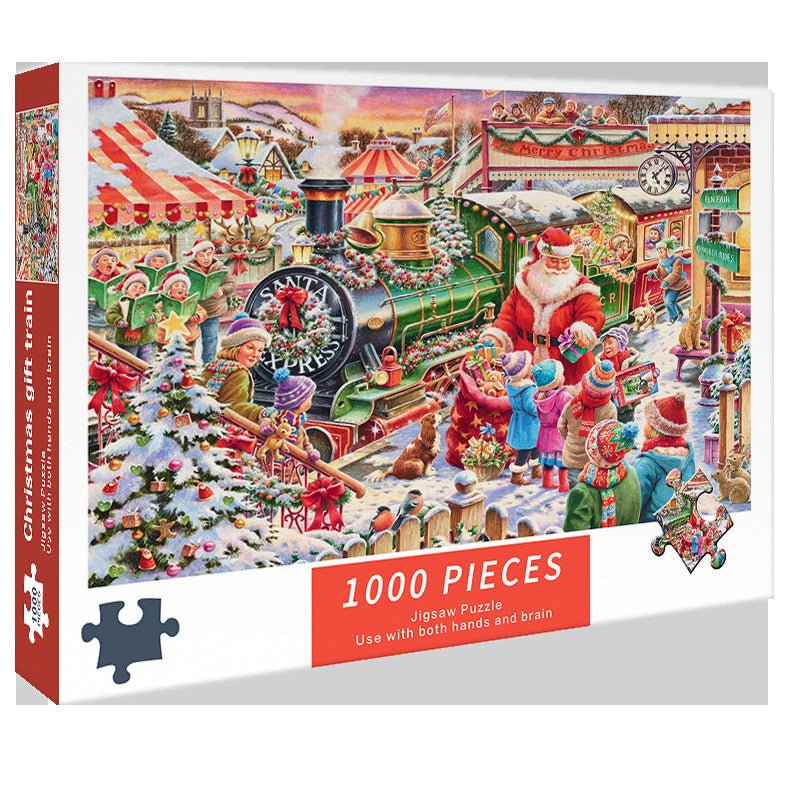 (2 PCS) 1000-Piece Christmas Train Jigsaw Puzzle | High Difficulty Stress-Relief Toy