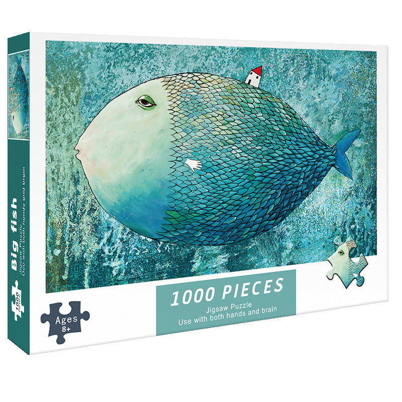 (2 PCS) 1000-Piece Big Fish Jigsaw Puzzle | High Difficulty | Stress-Relief Toy | Scenic Design