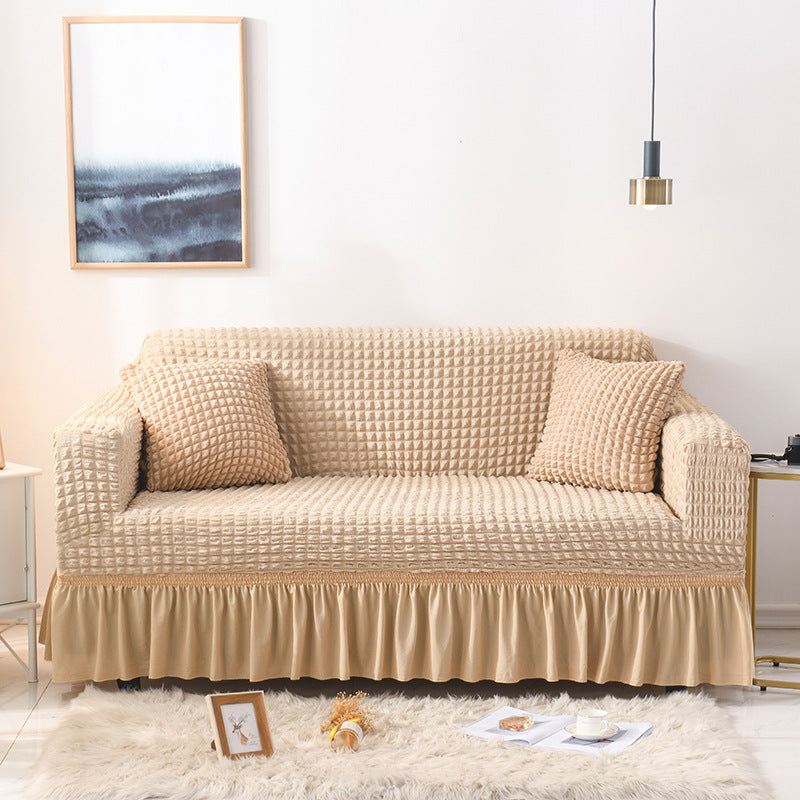 Elastic Sofa Cover | Beige | Stretchable Fabric | Fits 235-300cm | Classic Furniture Protector