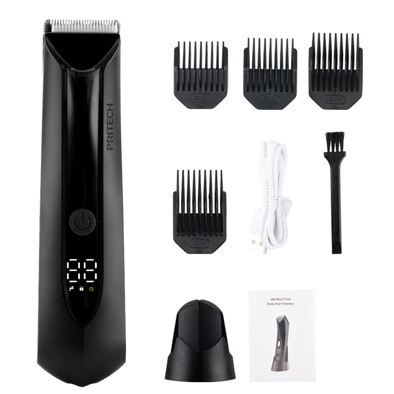 Men's Electric Hair Removal Trimmer | Smart Digital Display | Rechargeable Private Area Shaver | Model PR-8003