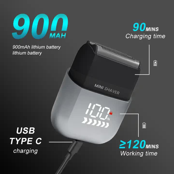 PRITECH Smart Portable Mini Electric Shaver | Digital Display | Model RSM-2289 | Light Blue