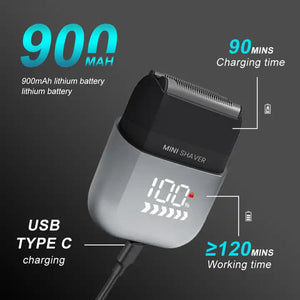 PRITECH Smart Portable Mini Electric Shaver | Digital Display | Model RSM-2289 | Light Blue