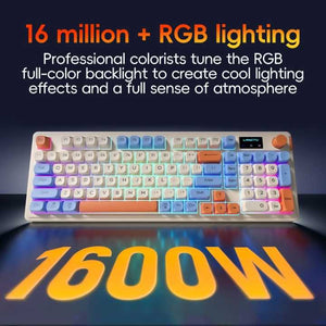 Blue+Purple L98 High-Performance Triple Mode Keyboard | Wired, Wireless & Bluetooth | RGB Gaming & Office Quiet Keyboard