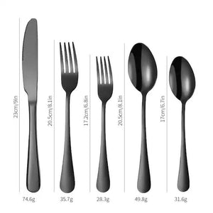 Silver 410 Stainless Steel Cutlery Set | Western Steak Knife, Fork & Spoon Set, 4 Set/20-Piece Dinnerware Set