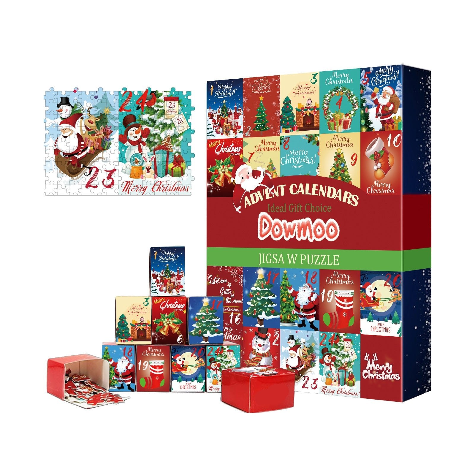 Dowmoo Christmas Advent Calendar Puzzle | 24 - Piece Puzzle Surprise Countdown for Kids