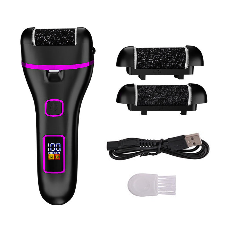 017 Black Electric Foot Callus Remover | Rechargeable Waterproof Pedicure Tool | Automatic Dead Skin Removal
