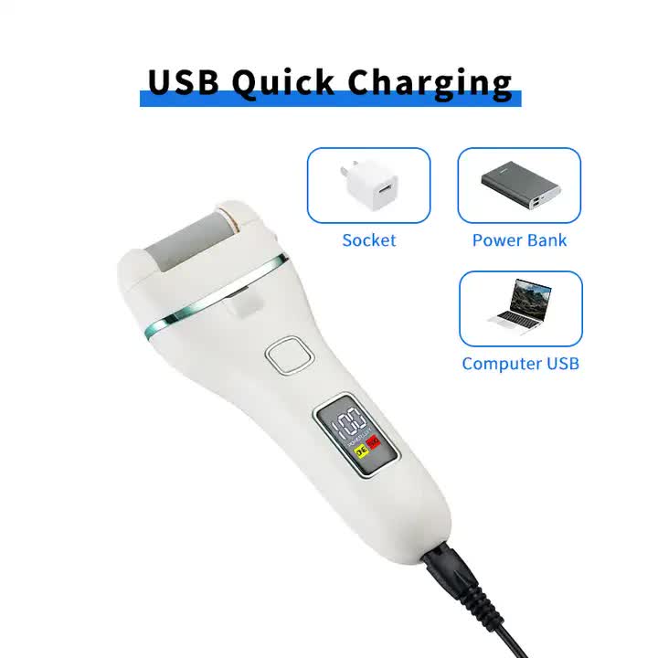 017 Black Electric Foot Callus Remover | Rechargeable Waterproof Pedicure Tool | Automatic Dead Skin Removal