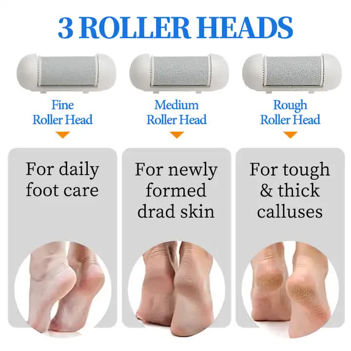 017 White Electric Foot Callus Remover | Rechargeable Waterproof Pedicure Tool | Automatic Dead Skin Removal