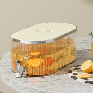 5.3L Cream White Refrigerator Cold Water Dispenser | Fruit Tea Jug with Tap | Home Beverage Cooler