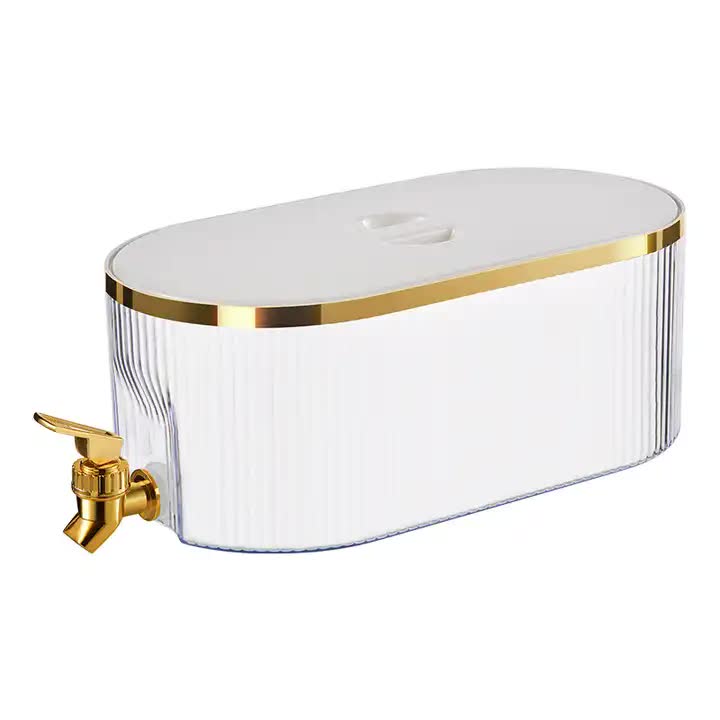 Elegant White Refrigerator Cold Water Dispenser | 5.3L Fruit Tea Jug with Tap | For Home Beverages