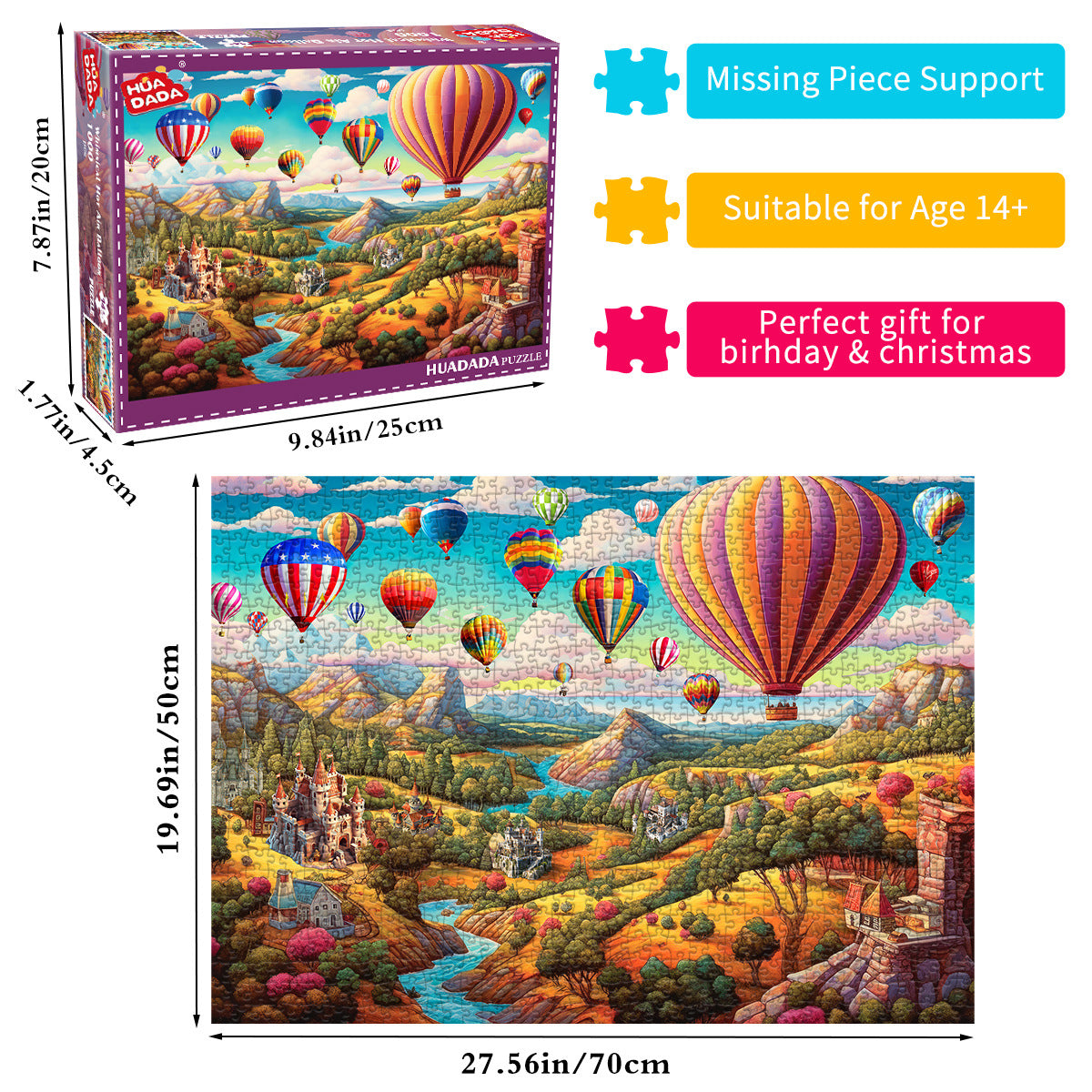 1000-Piece Hot Air Balloon Adventure Jigsaw Puzzle for Adults | Complex Paper Puzzle | Gorgeous Landscape | Stress Relief