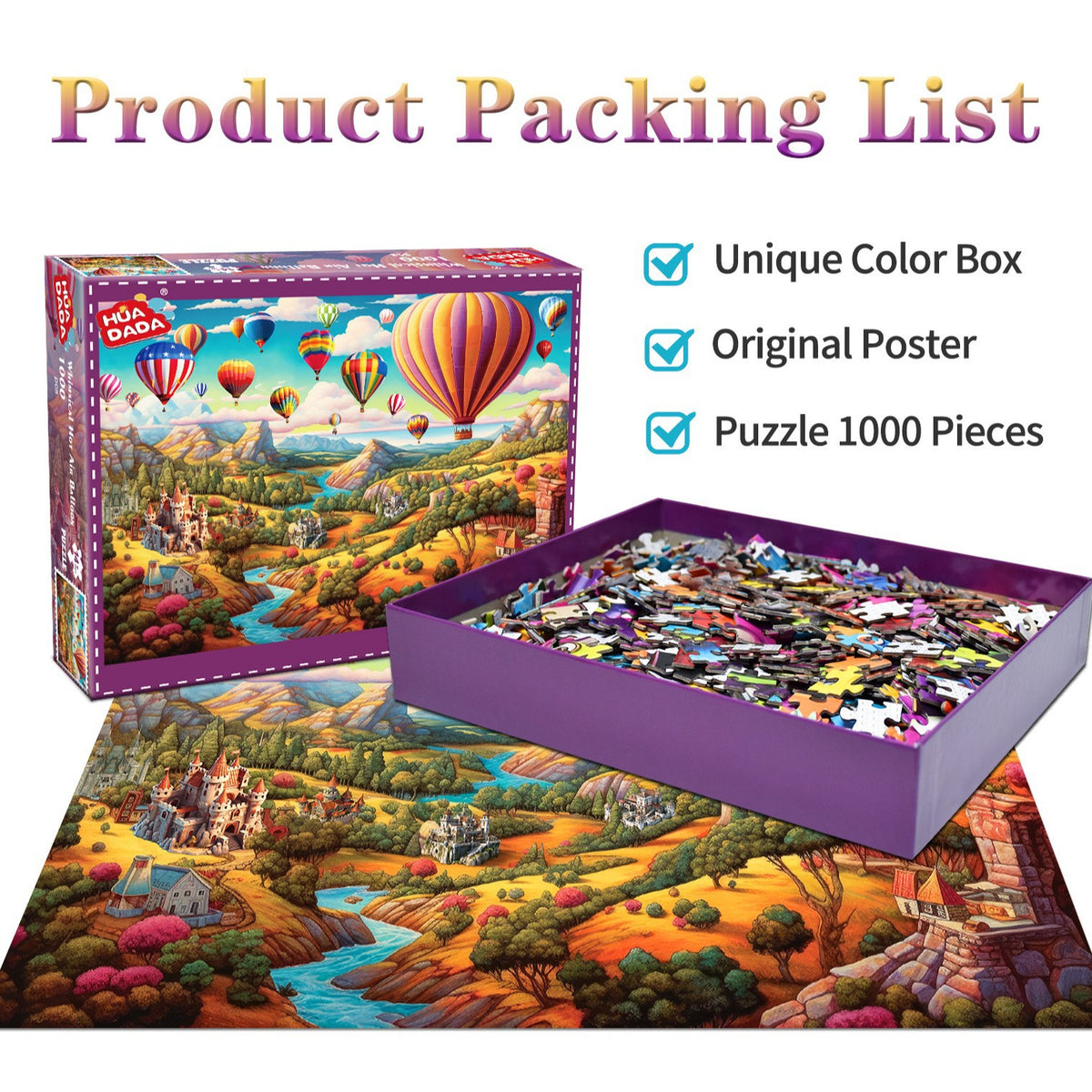 1000-Piece Hot Air Balloon Adventure Jigsaw Puzzle for Adults | High Difficulty | Stunning Scenery | Relaxation & Focus
