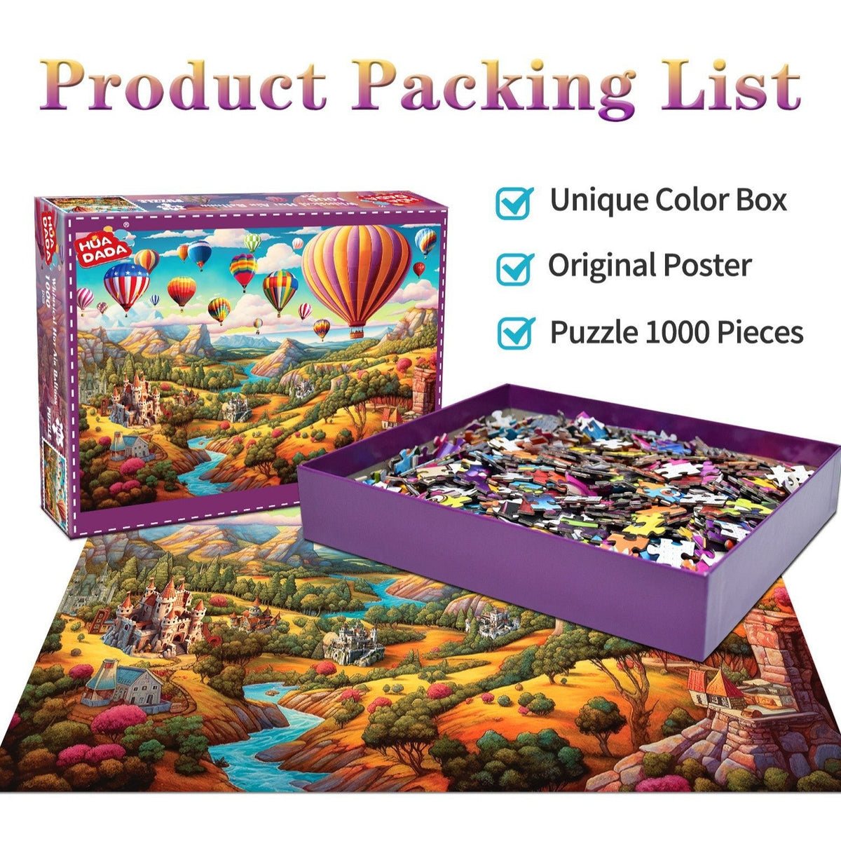 1000 - Piece Hot Air Balloon Adventure Jigsaw Puzzle for Adults | Difficult Paper Puzzle with Beautiful Scenery | Stress Relief & Cognitive Enhancement
