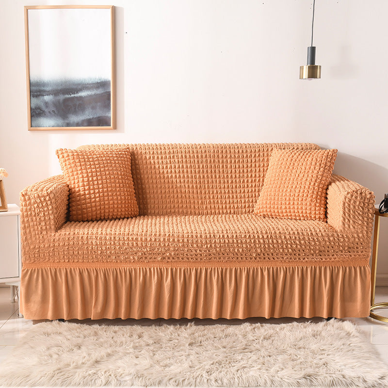 Elastic Sofa Cover | Orange | Stretchable Fabric | Fits 235-300cm | Vibrant Home Decor