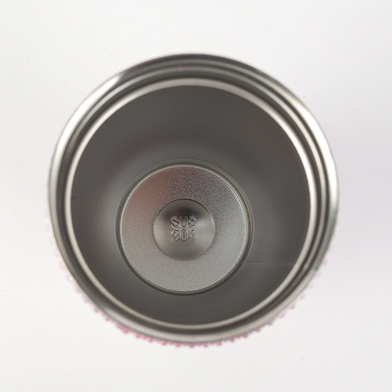 Diamond-Inlaid Insulated 304 Stainless Steel Cup with Straw | Double-Walled Rhinestone Coffee Mug