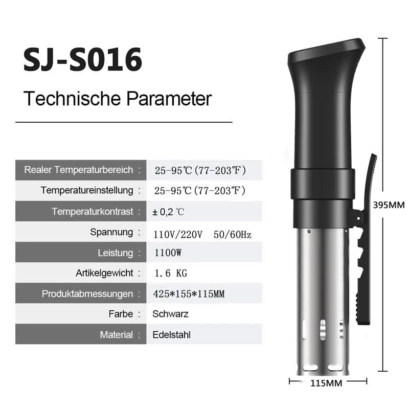Sous Vide Precision Cooker | Low-Temperature Slow Cooker, 1100W Accurate Temperature Control, Includes Recipe for Perfect Steak