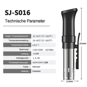 Sous Vide Precision Cooker | Low-Temperature Slow Cooker, 1100W Accurate Temperature Control, Includes Recipe for Perfect Steak
