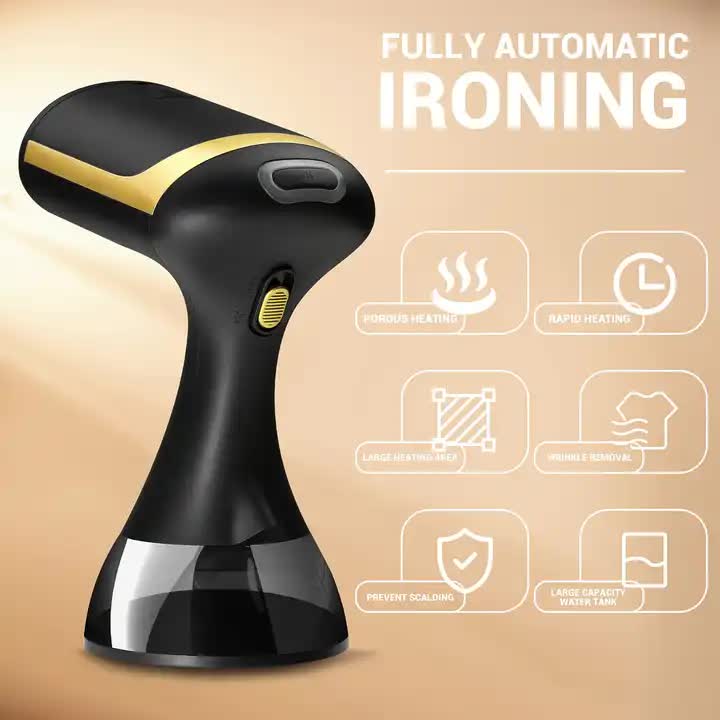 Black Handheld Garment Steamer | Portable Mini Steam Iron | Wrinkle Remover & Fabric Freshener | Travel-Friendly