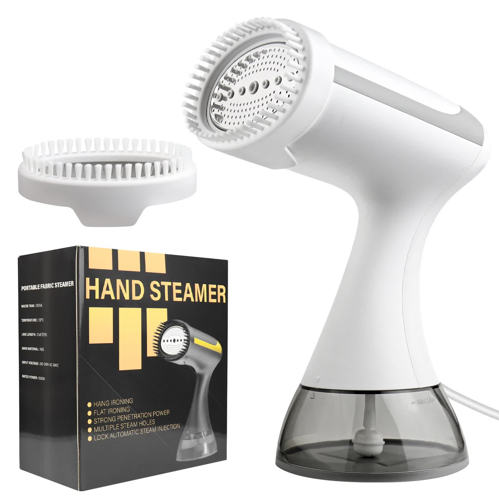 White Handheld Garment Steamer | Portable Mini Steam Iron | Wrinkle Remover & Fabric Freshener | Travel-Friendly