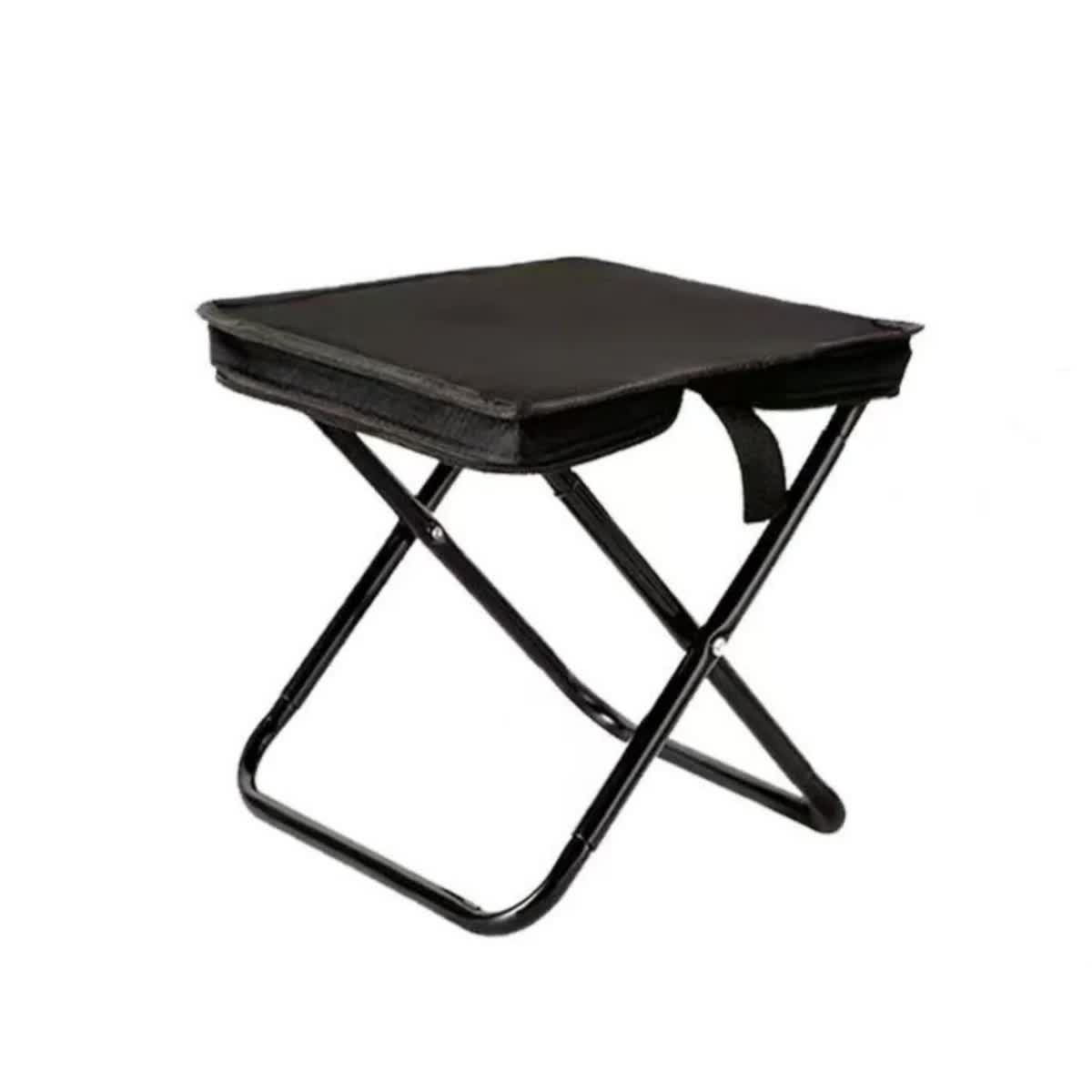 Outdoor Folding Stool with Handle | Black | Portable Camping Seat | Collapsible Zipper Stool for Outdoor & Queueing Use