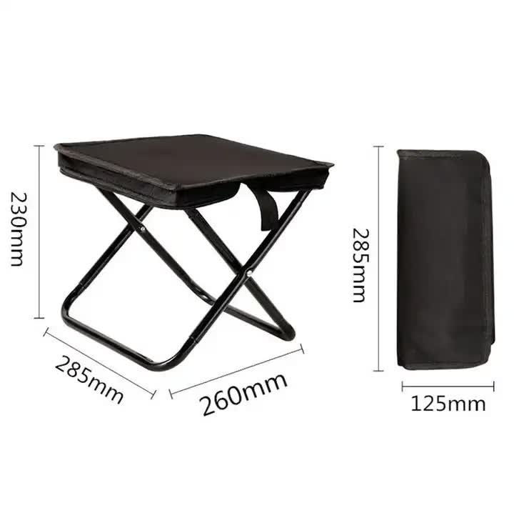 Outdoor Folding Stool with Handle | Black | Portable Camping Seat | Collapsible Zipper Stool for Outdoor & Queueing Use
