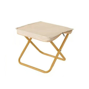 Outdoor Folding Stool with Handle | Beige | Portable Camping Seat | Collapsible Zipper Stool for Outdoor & Queueing Use