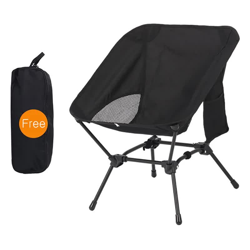 Portable Folding Beach Chair | Black | Lightweight Compact Fishing Chair | Square Legs for Outdoor Use