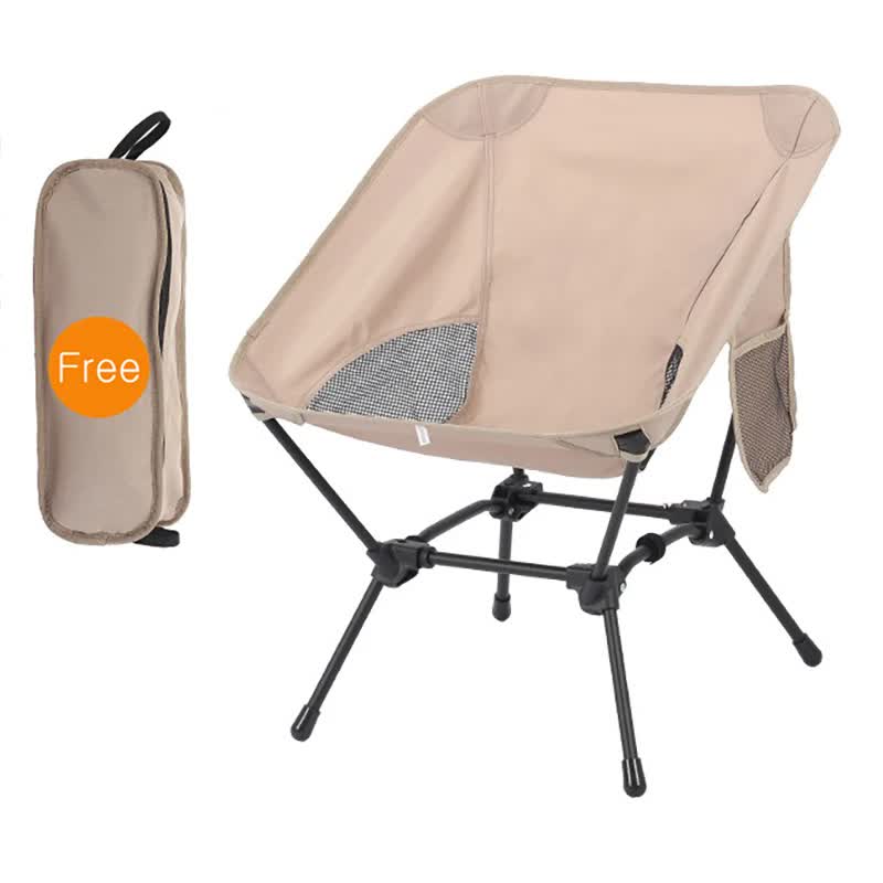 Portable Folding Beach Chair | Beige | Lightweight Compact Fishing Chair | Square Legs for Outdoor Use