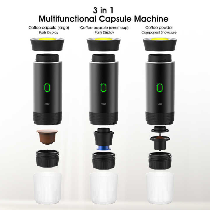 White Portable Espresso Coffee Machine | Universal 3-in-1 Capsule, Coffee Powder & Espresso Maker