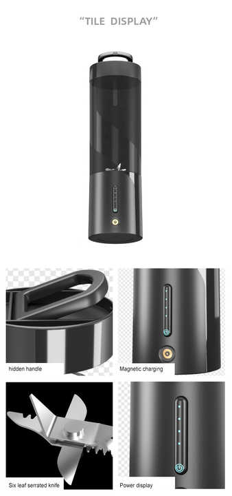 Pink Portable Juicer | Magnetic Charging | Fresh Juice Blender | Multifunctional | Ice Crushing | Fruit Mixer