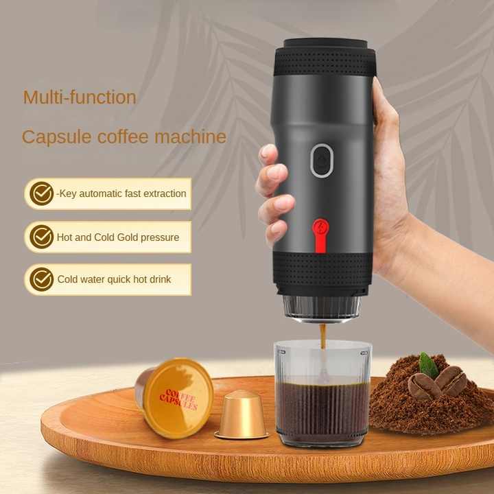 Black Portable Fully Automatic Espresso Coffee Machine | Universal 3-in-1 Capsule, Coffee Powder & Espresso Maker
