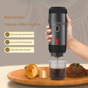 Black Portable Fully Automatic Espresso Coffee Machine | Universal 3-in-1 Capsule, Coffee Powder & Espresso Maker