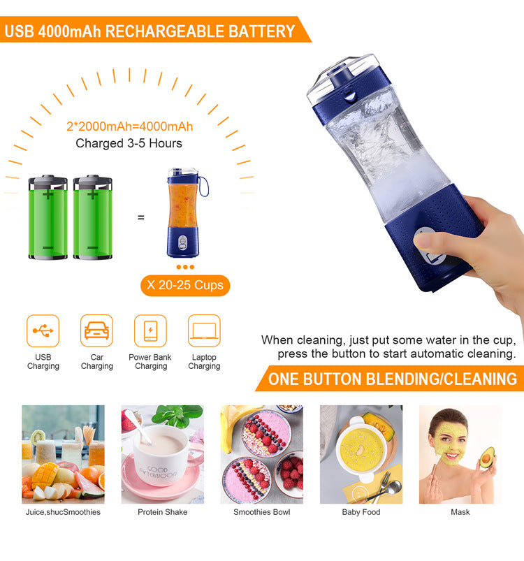 White Portable Mini Juicer | Rechargeable Electric Fruit Juicer Cup | Compact & Convenient