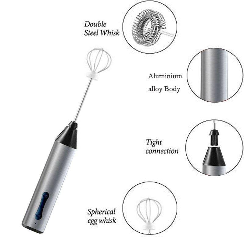 Rechargeable Electric Milk Frother | Handheld Foam Maker | Whisk for Milk, Coffee, & Baking