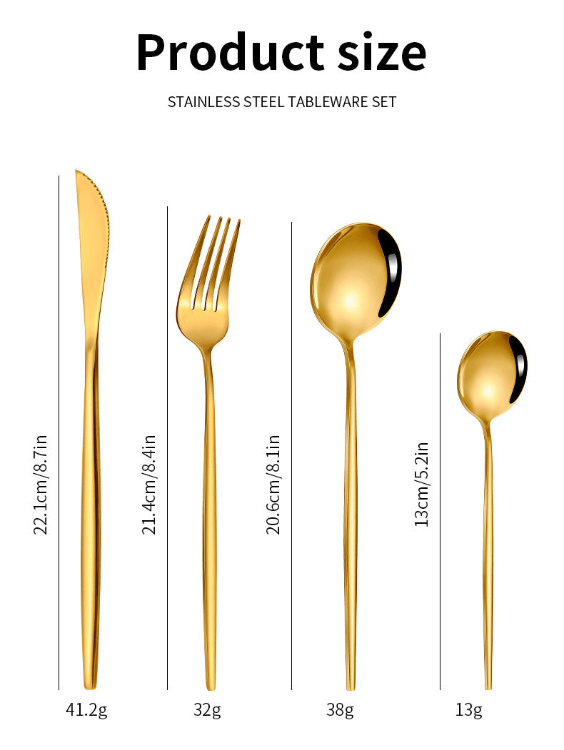Silver Premium 24-Piece Stainless Steel Cutlery Set | Elegant Golden Steak Knife, Fork, and Spoon Set in Luxury Gift Box