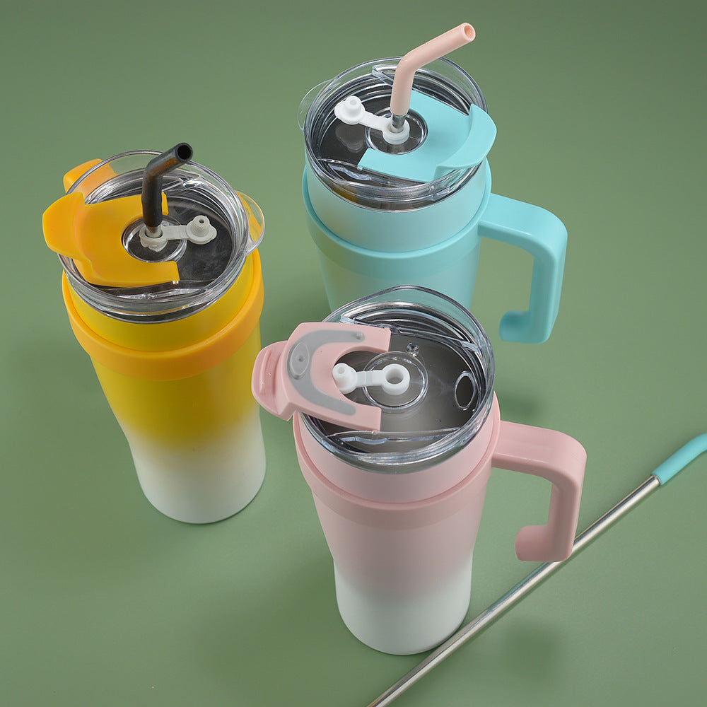 Blue 304 Stainless Steel Car Mug | 40oz Insulated Tumbler | With Handle & Straw