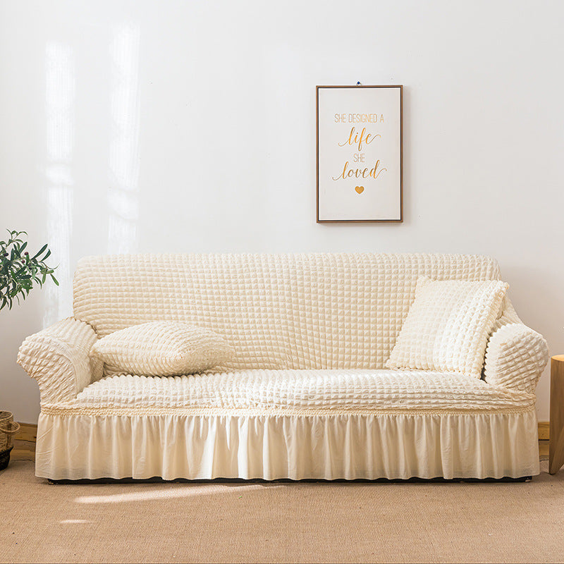 Elastic Sofa Cover | Wax White | Stretchable Fabric | Fits 90-140cm | Elegant Furniture Protector