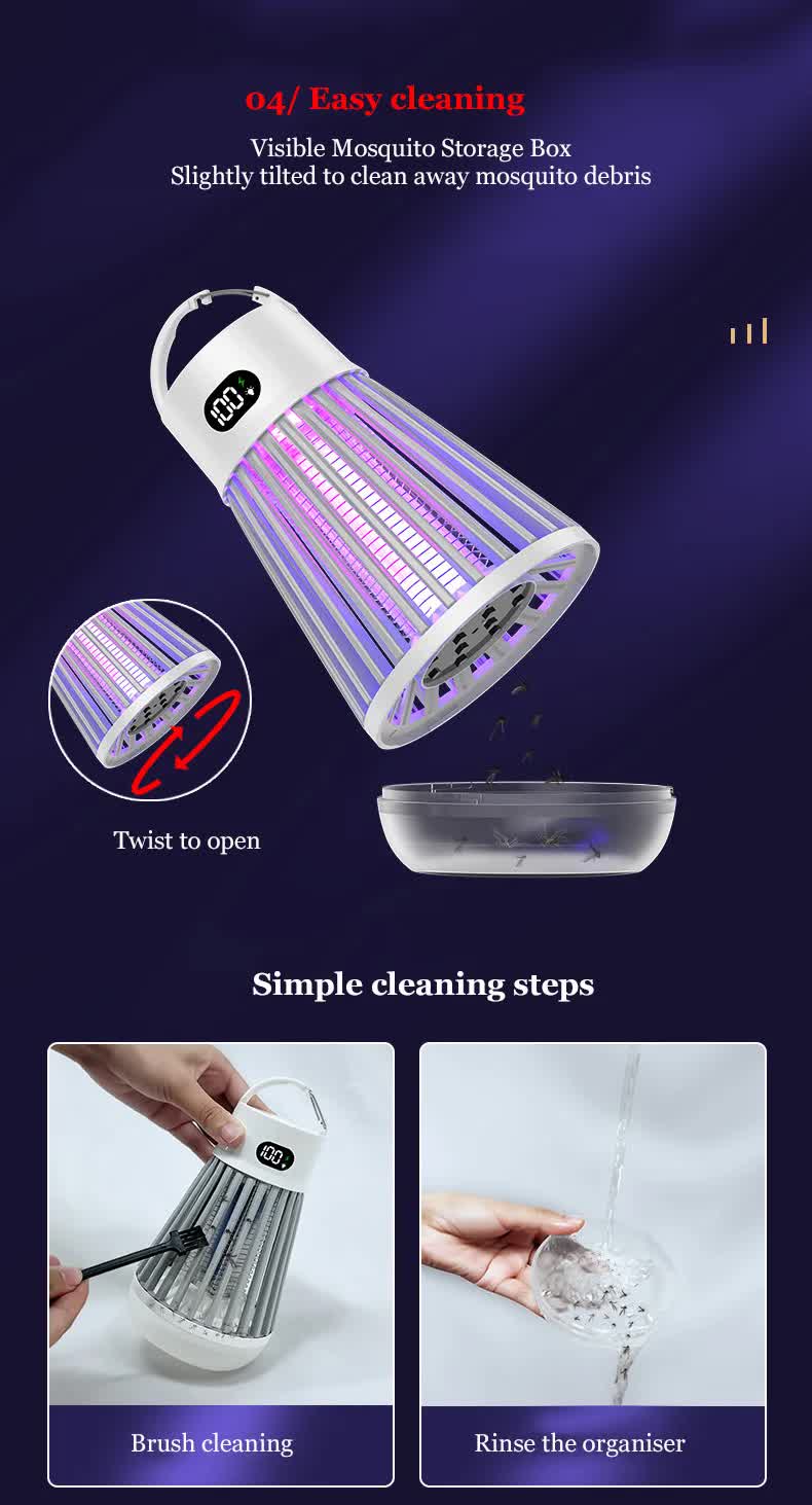 White 360° Electric Mosquito Killer Lamp | UV Light Insect Zapper | Digital Display | Indoor & Outdoor Use