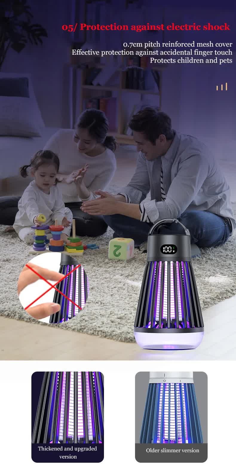 White 360° Electric Mosquito Killer Lamp | UV Light Insect Zapper | Digital Display | Indoor & Outdoor Use