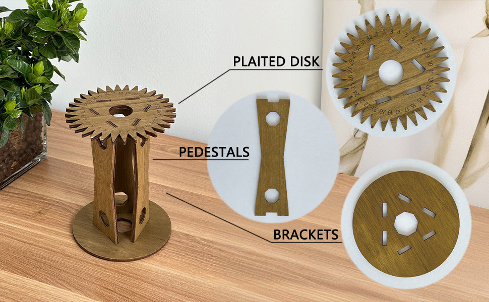 Wooden Kumihimo Marudai Stand | Craft Tool for Braiding & Cord Making