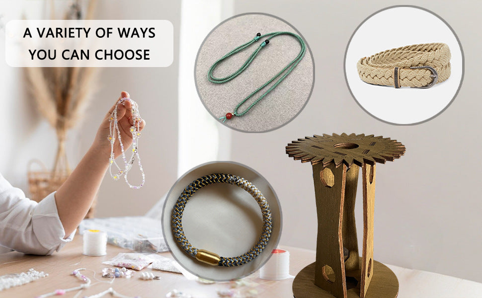 Wooden Kumihimo Marudai Stand | Craft Tool for Braiding & Cord Making