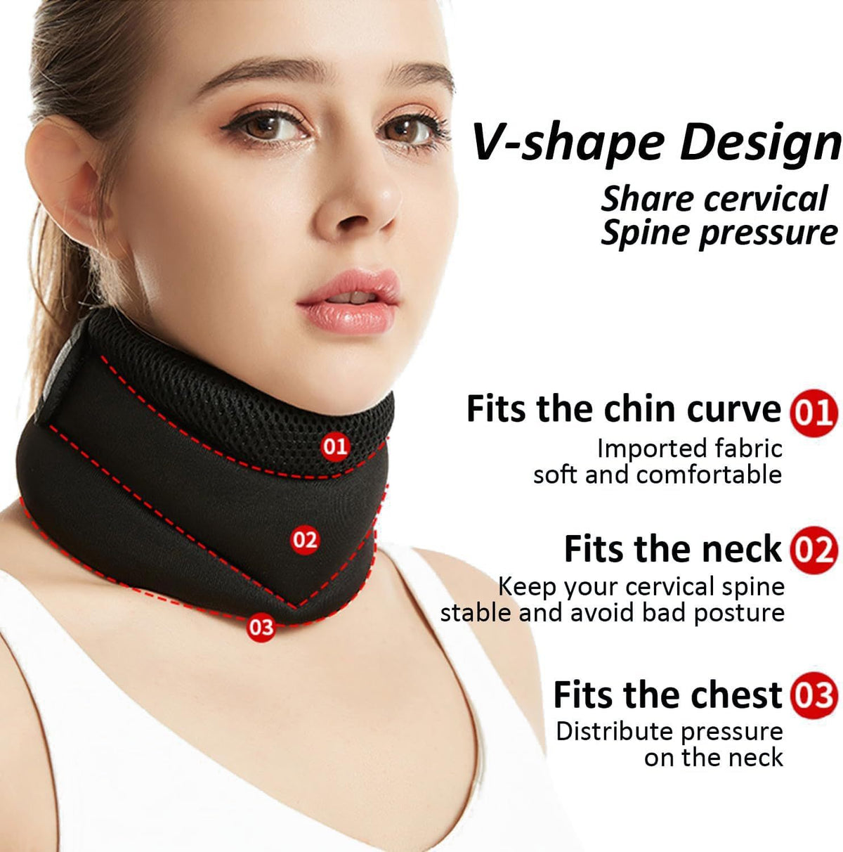 Adjustable Neck Brace | V-Shape Design | Cervical Spine Support | Pain Relief | Posture Correction