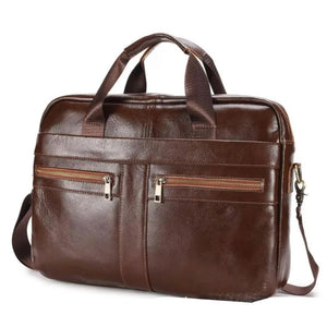 Brown Leather Briefcase | Men's Genuine Leather | Classic Business Messenger Bag | Durable and Stylish