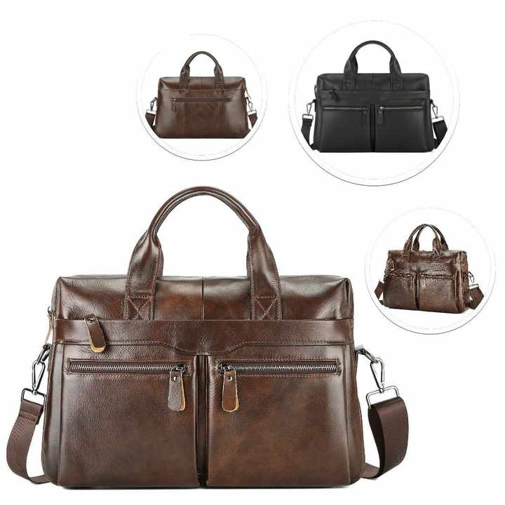 Brown Leather Briefcase | Men's Genuine Leather | Classic Business Messenger Bag | Durable and Stylish