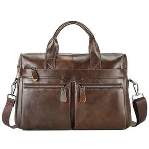 Coffee Brown Leather Briefcase | Men's Business Messenger | Genuine Leather | Classic Look
