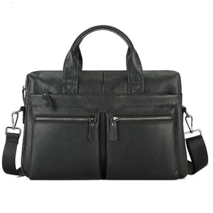 Black Leather Briefcase | Genuine Leather | Men's Business Messenger Bag | Sleek & Professional