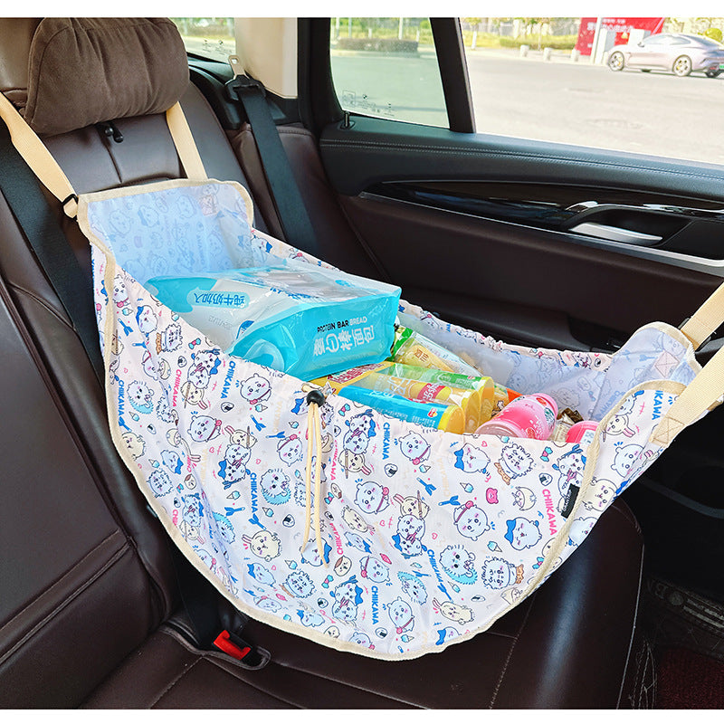 Car Back Seat Organizer Hammock | White | Portable Storage Solution | Travel Essentials